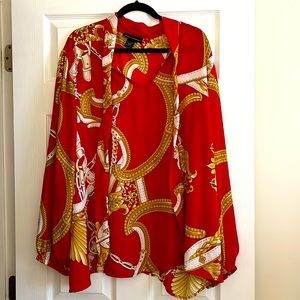 Ashley Stewart Sz 26/28 Tie Neck Blouse